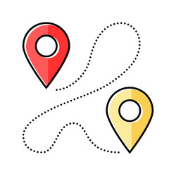 Track airplane pointer map color icon vector