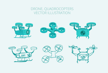 drone quadrocopters different types isometrics vector image