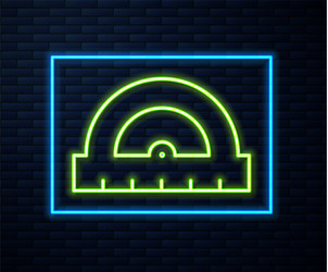 glowing neon line protractor grid for measuring vector image