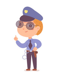 kid as police officer cute little boy vector