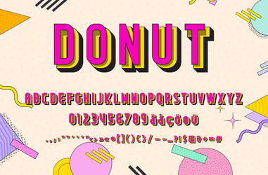 Memphis style pop art font 80s 90s retro wave Vector Image