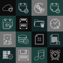 set line alarm clock delete file document vector image