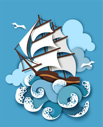 Stormy Seas Sailboat Vector Image