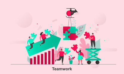 teamwork web concept design in flat style team vector