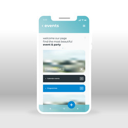 Blue events ui ux gui screen for mobile apps vector