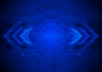 dark tech background with circuit board and arrows vector image