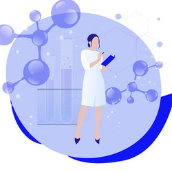 female scientist in lab coat researching vector