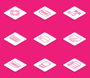 set line processor with cpu ssd card router vector image