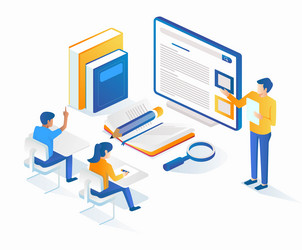 teachers and students learn in class vector image