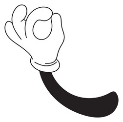 Ok gesture cartoon retro hand in white glove vector