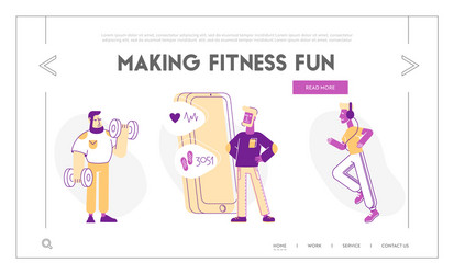 Physical health website landing page sportsmen vector