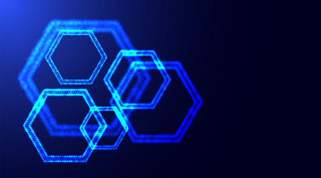 hexagonal shapes made of small glowing particles vector