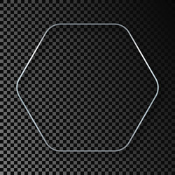 silver glowing rounded hexagon frame with shadow vector image