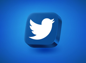 old logotype of twitter app with bird 3d vector