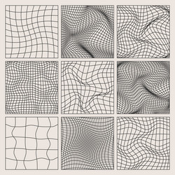wireframe shapes lined perspective mesh 3d grid vector image