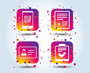 qr scan code icon boarding pass flight sign vector image