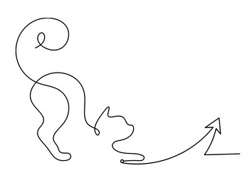 silhouette of abstract cat with direction in line vector image