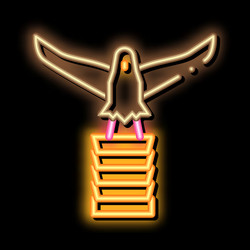 winged bird statue neon glow icon vector