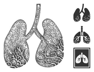 Lung cancer polygonal web mesh vector