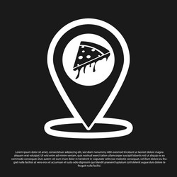 Black map pointer with fast food slice pizza icon vector