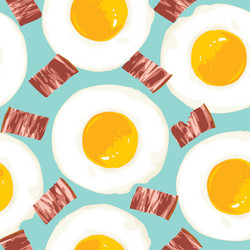 Breakfast seamless pattern with eggs and bacon vector