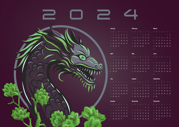 Calendar dragon 2024 poster Royalty Free Vector Image
