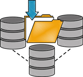 data center disks with folder isolated icon vector image