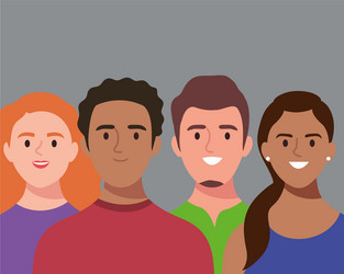 Four friends group in landscape Royalty Free Vector Image
