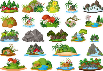 Set isolated objects theme - landscapes Royalty Free Vector