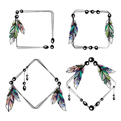 Boho Feather Frame Set vector image