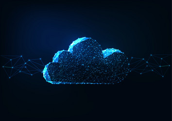 futuristic glowing low polygonal cloud computing vector image