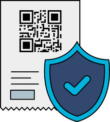 qr code receipt paper and shield design vector image