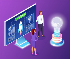 startup project at screen computer new idea vector image