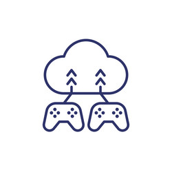 Cloud gaming line icon with gamepads vector