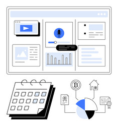 dashboard interface with media analytics widgets vector image