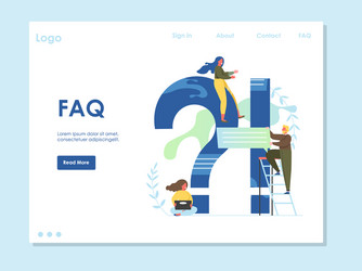 Faq website landing page design template vector