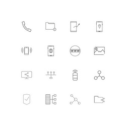 network and database linear thin icons set vector