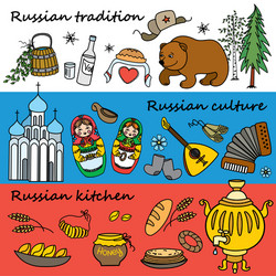 Russian symbols travel russia traditions vector