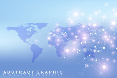 world map with global technology networking vector image