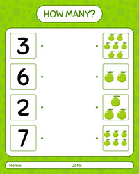 how many counting game with guava worksheet vector image
