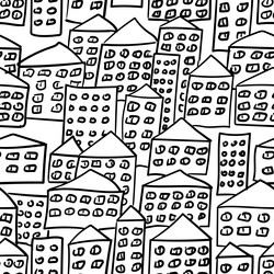 seamless pattern of simple houses with many vector image