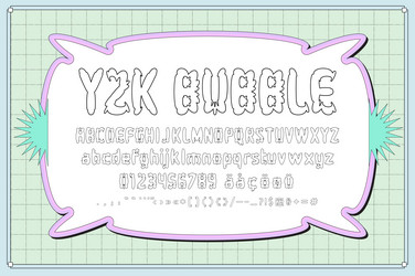 y2k aesthetics neobrutalism font set retro wave vector image