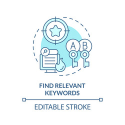2d customizable find relevant keywords line icon vector image