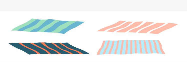 four rectangular beach towels striped patterns vector image