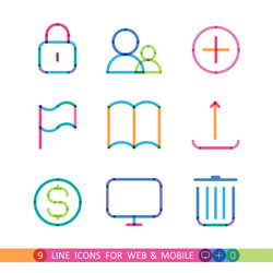 Set from 9 universal icons for web and mobile vector