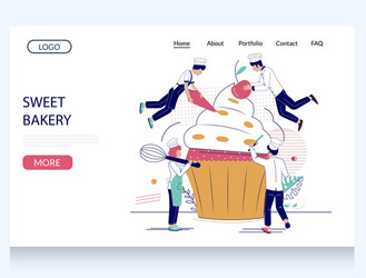 sweet bakery website landing page design vector