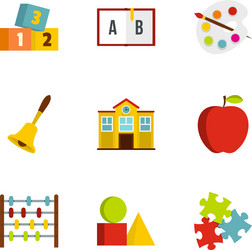 Kindergarten icons set flat style vector