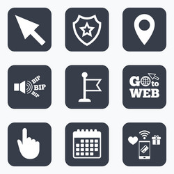 mouse cursor icon hand or flag pointer symbols vector image