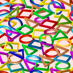 a pattern of triangles circles and squares vector image