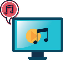 computer screen with objects isolated icon vector image